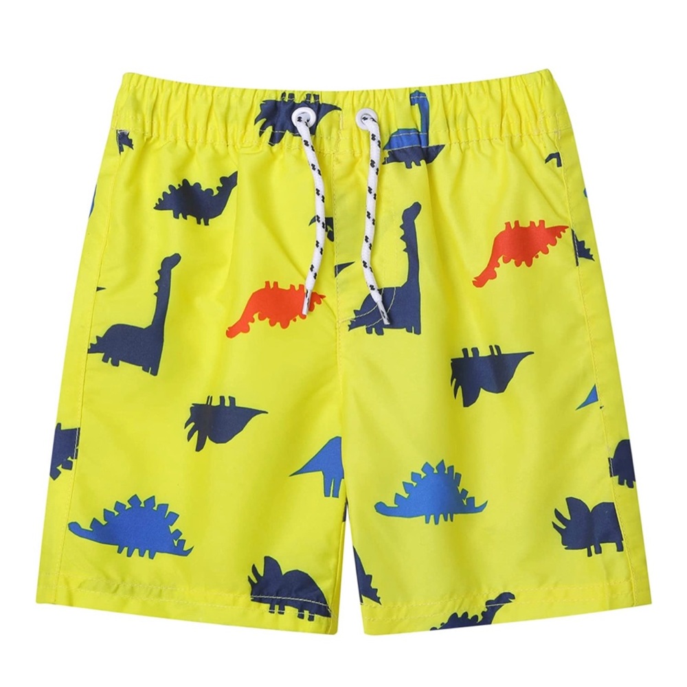 LIZENS Boys Swim Trunks UPF 50+  Size 3-6 months. Yellow w/ Dinosaurs  NWT!!